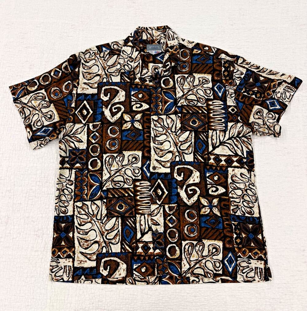 High Seas Trading Co. Men’s 2XL Cotton Geometric Short Sleeve Button-Up Woven